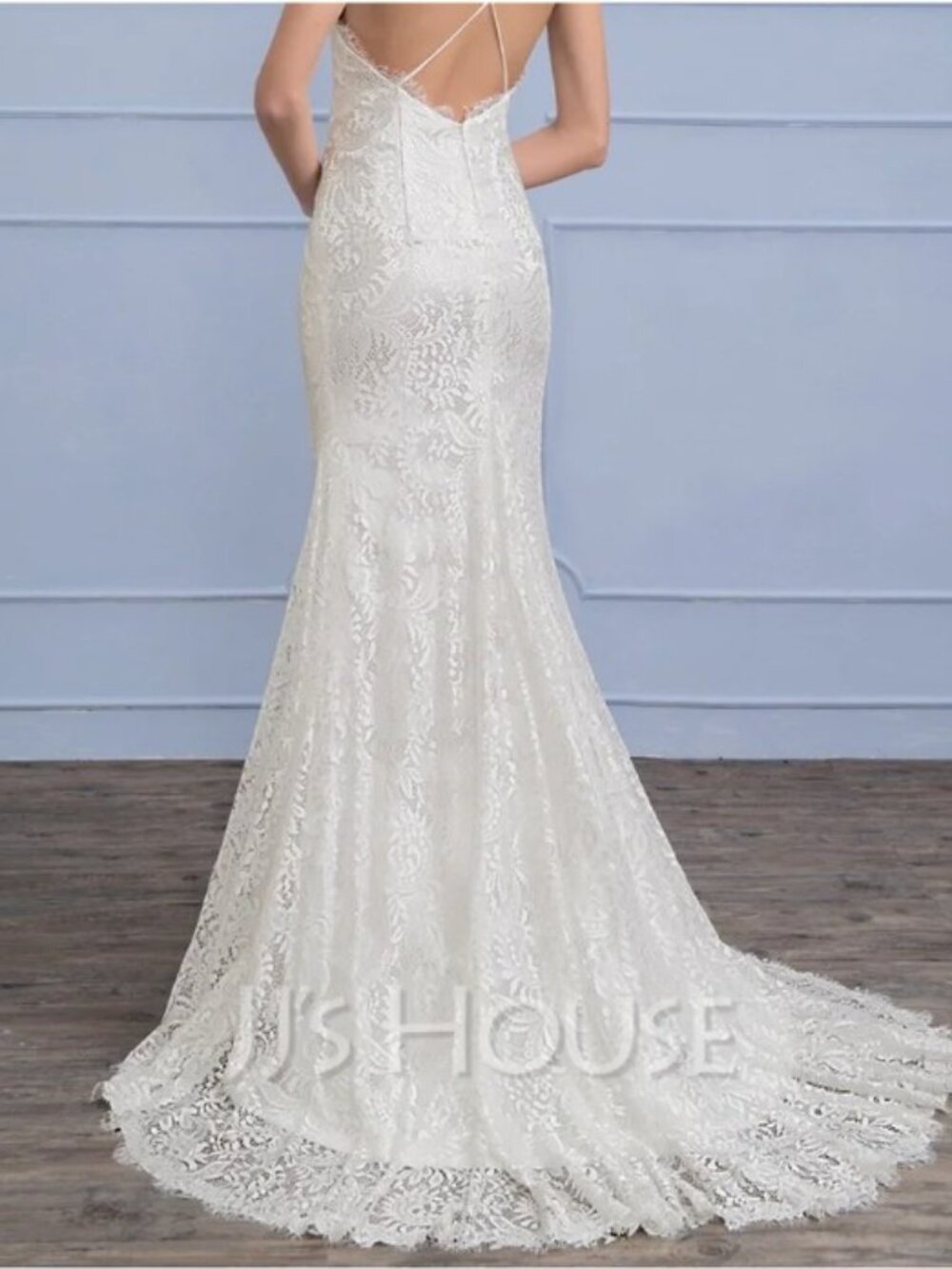 Ivory Lace Backless Mermaid wedding Gown